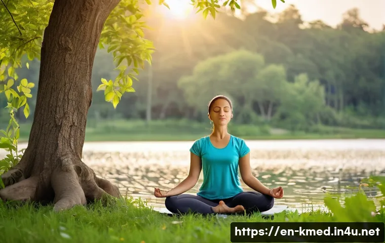 한의학과 부작용 관리 사례 - **"Holistic Harmony: Morning Yoga in Nature"**
A serene, realistic photograph capturing a divers...